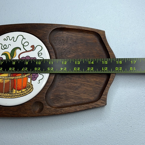 Vintage Gail Craft Cheeseboard Wood & Ceramic Tile Appetizer Serving Tray MCM - Picture 9 of 12